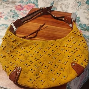 Mustard Yellow Suede Hobo purse - Not authentic.